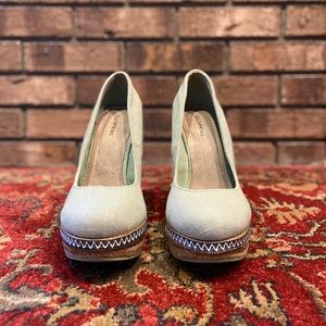 Mint green wedges - size 8.5 - WORN ONCE